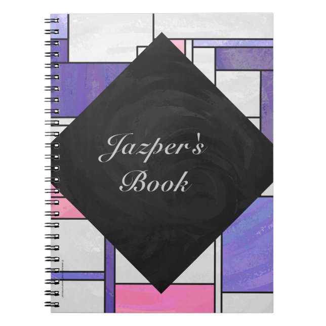 Mondrian Pink Lila White Print Notizblock (Vorderseite)