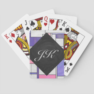 Mondrian Pink Lila White Print Spielkarten