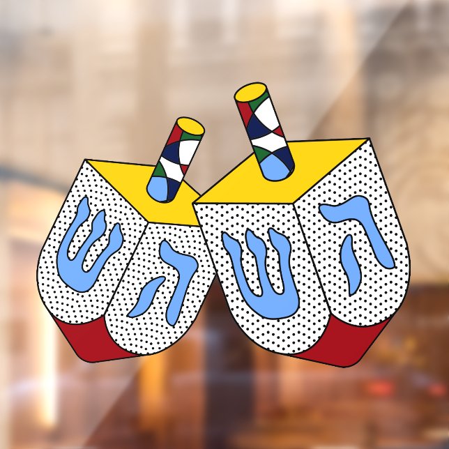 Mondrian Polka Dot Dreidels Fensteraufkleber (Blatt 2)