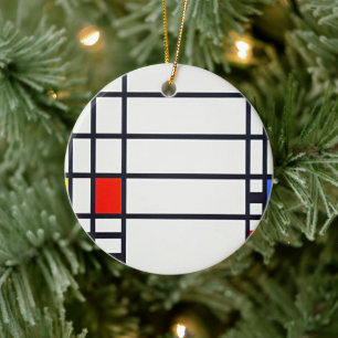 Mondrian-Raster-Minimalist-Schmuck Keramik Ornament