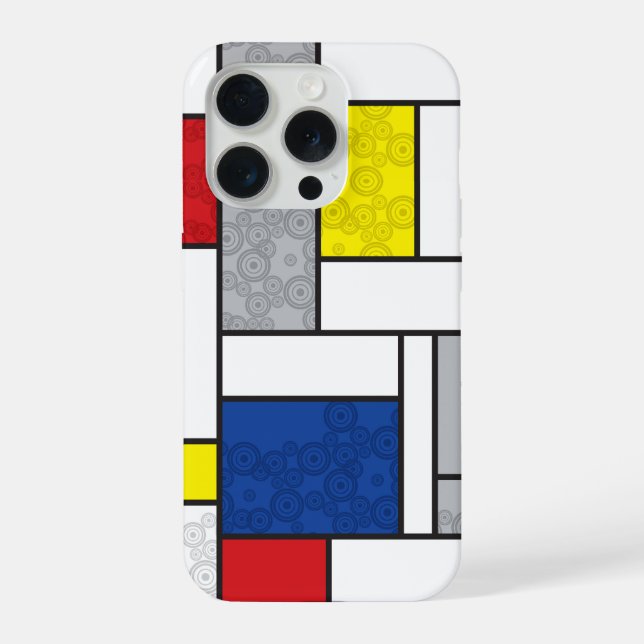 Mondrian Retro Circles Minimalistisch De Stijl Mod iPhone Hülle (Rückseite)