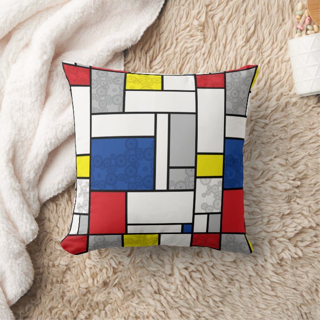 Mondrian Retro Circles Minimalistisch De Stijl Mod Kissen (Decke)