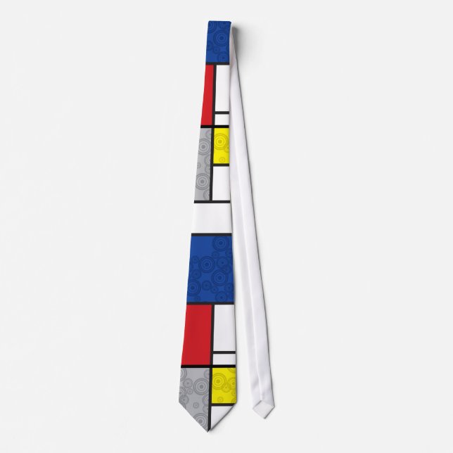 Mondrian Retro Circles Minimalistisch De Stijl Mod Krawatte (Vorderseite)