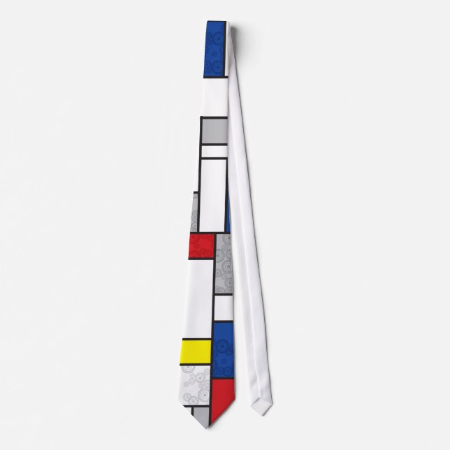 Mondrian Retro Circles Minimalistisch De Stijl Mod Krawatte (Vorderseite)