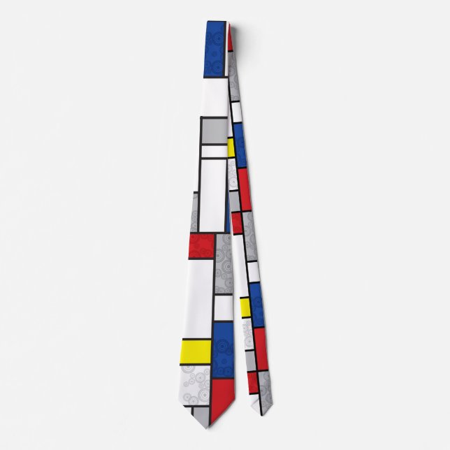 Mondrian Retro Circles Minimalistisch De Stijl Mod Krawatte (Vorderseite)