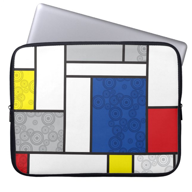Mondrian Retro Circles Minimalistisch De Stijl Mod Laptopschutzhülle (Vorderseite)