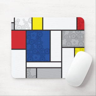 Mondrian Retro Circles Minimalistisch De Stijl Mod Mousepad