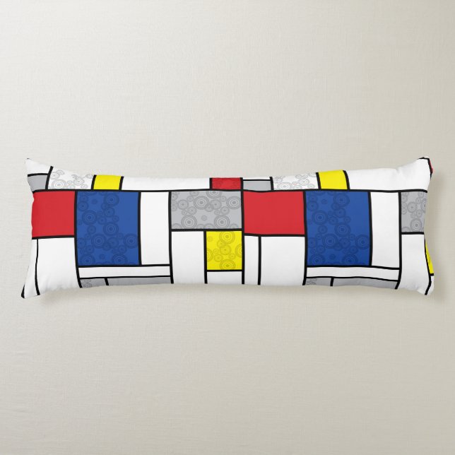 Mondrian Retro Circles Minimalistisch De Stijl Mod Seitenschläferkissen (Vorderseite)