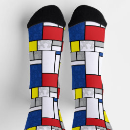 Mondrian Retro Circles Minimalistisch De Stijl Mod Socken