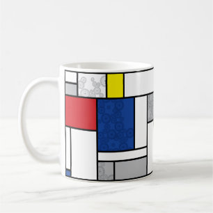 Mondrian Retro Circles Minimalistisch De Stijl Mod Tasse