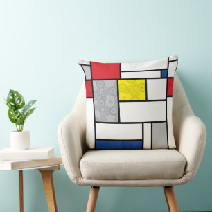 Mondrian Retro Kreise Minimalistischer De Stijl Mo Kissen