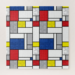 Mondrian Retro Kreise Minimalistischer De Stijl Mo Puzzle