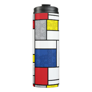 Mondrian Retro Kreise Minimalistischer De Stijl Mo Thermosbecher