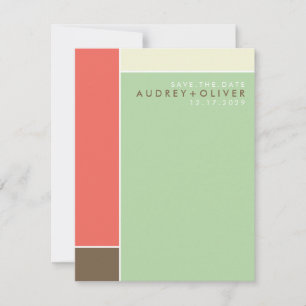 Mondrian Retro Mod-Kunst bunt Save the Date