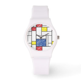 Mondrian Scribbles Minimalist Stijl Modern Art Armbanduhr