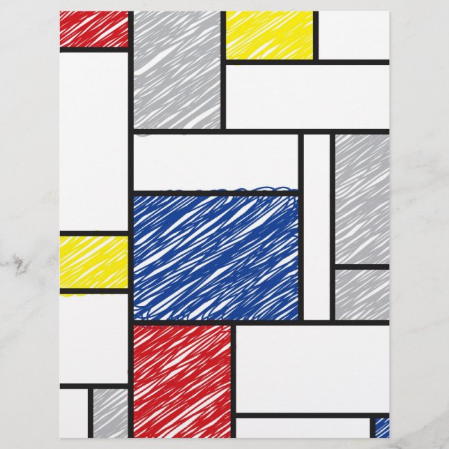 Mondrian Scribbles Minimalist Stijl Modern Art Flyer (Vorne)