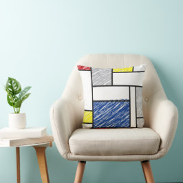 Mondrian Scribbles Minimalist Stijl Modern Art Kissen