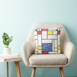 Mondrian Scribbles Minimalist Stijl Modern Art Kissen