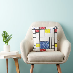 Mondrian Scribbles Minimalist Stijl Modern Art Kissen