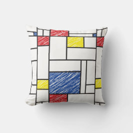 Mondrian Scribbles Minimalist Stijl Modern Art Kissen