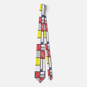 Mondrian Scribbles Minimalist Stijl Modern Art Krawatte