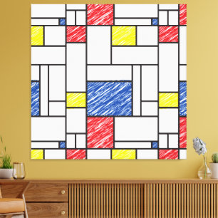 Mondrian Scribbles Minimalist Stijl Modern Art Leinwanddruck