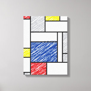 Mondrian Scribbles Minimalist Stijl Modern Art Leinwanddruck