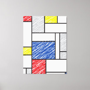 Mondrian Scribbles Minimalist Stijl Modern Art Leinwanddruck