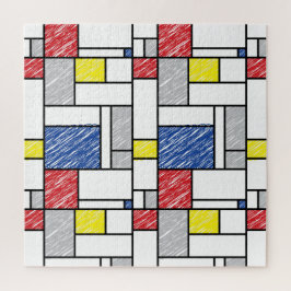 Mondrian Scribbles Minimalist Stijl Modern Art Puzzle