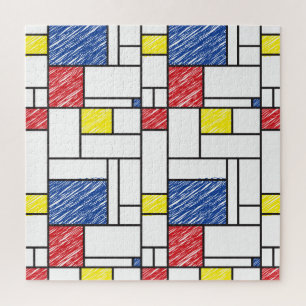 Mondrian Scribbles Minimalist Stijl Modern Art Puzzle
