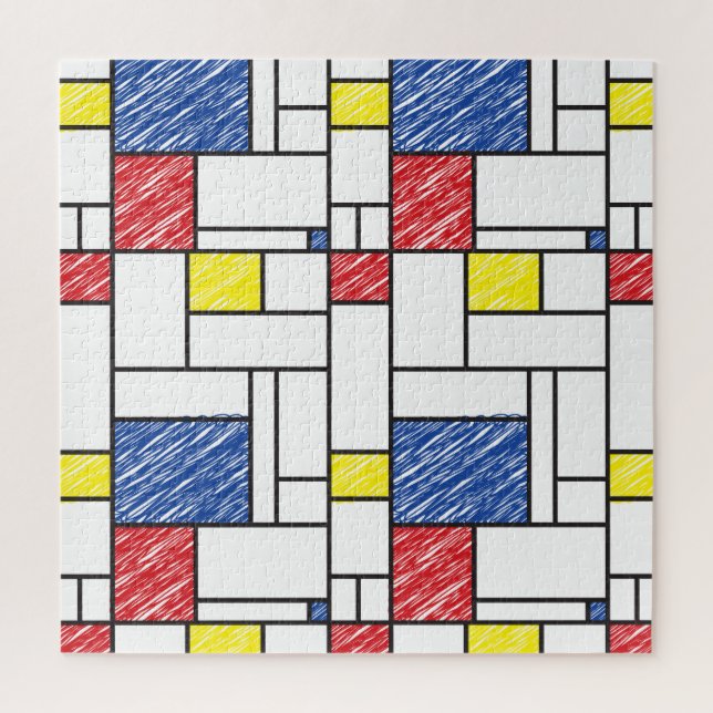 Mondrian Scribbles Minimalist Stijl Modern Art Puzzle (Vertikal)