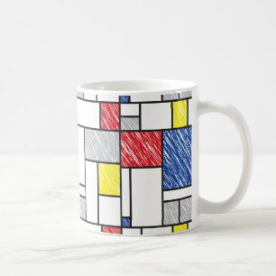 Mondrian Scribbles Minimalist Stijl Modern Art Tasse