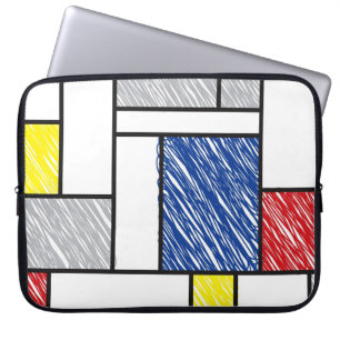 Mondrian Scribbles Minimalistisch De Stijl Moderne Laptopschutzhülle