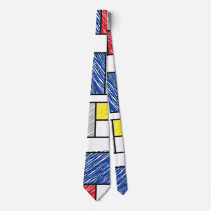 Mondrian Scribles Minimalistisch De Stijl Modern A Krawatte