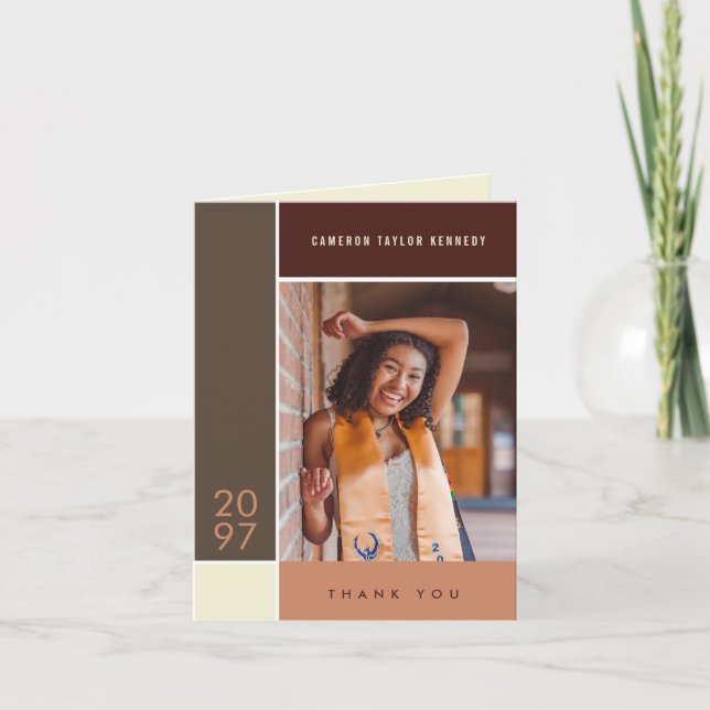 Mondrian Simple Color Blocks Abschluss Foto Dankeskarte (Vorderseite)