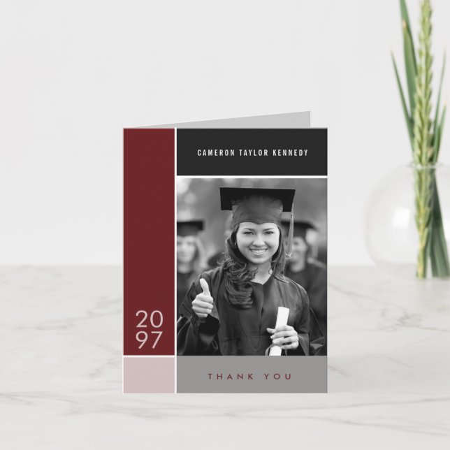 Mondrian Simple Color Blocks Abschluss Foto Dankeskarte (Vorderseite)