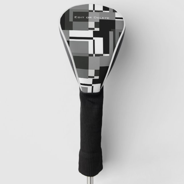 Mondrian Style Gray Abstrakt Modern Geometric Chic Golf Headcover (Vorderseite)