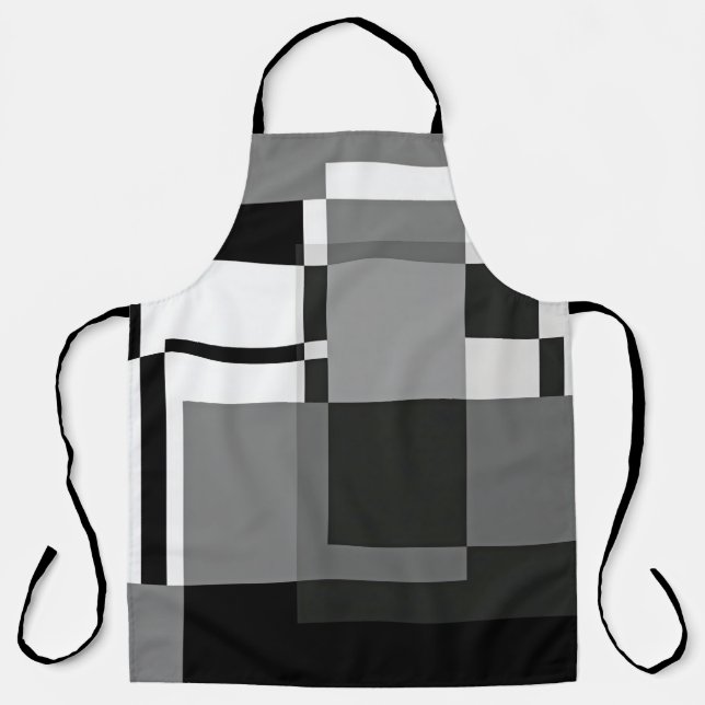 Mondrian Style Gray Abstrakt Modern Geometric Chic Schürze (Vorderseite)