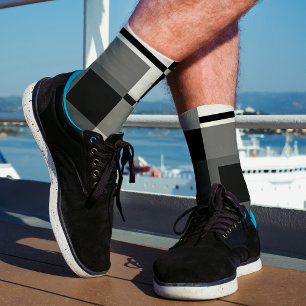 Mondrian Style Gray Abstrakt Modern Geometric Chic Socken