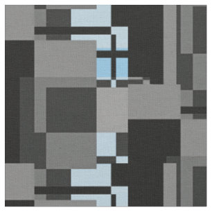 Mondrian Style Gray Blue Abstrakt Modern Geometric Stoff