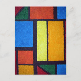 Mondrian Style Orange Green Blue Fuzzy Abstrakt Postkarte