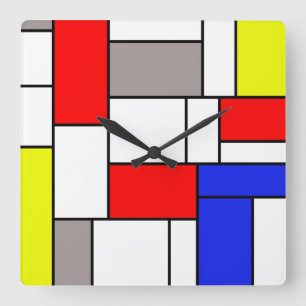 Mondrian style quadratische wanduhr