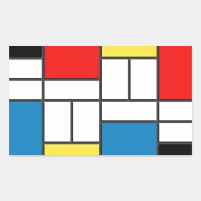 Mondrian Style Rechteckiger Aufkleber (Vorderseite)