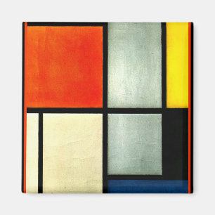 Mondrian - Tableau 3 mit orangefarbenen, roten, ge Magnet