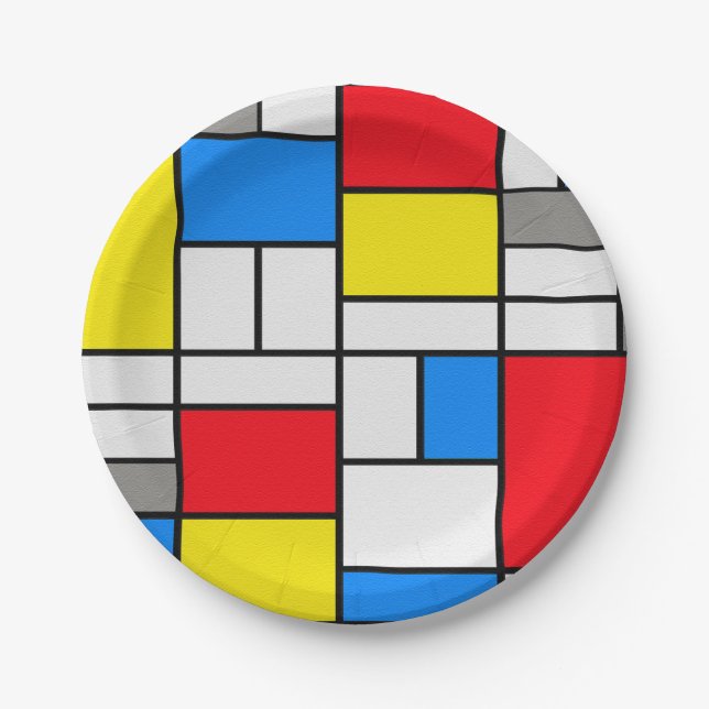 Mondrian Theme Elegante Platte Pappteller (Vorderseite)