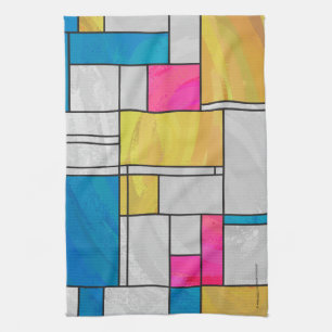 Mondrian Yellow Pink Blue Print Handtuch