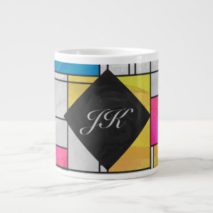 Mondrian Yellow Pink Blue Print Jumbo-Tasse