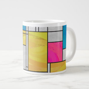 Mondrian Yellow Pink Blue Print Jumbo-Tasse