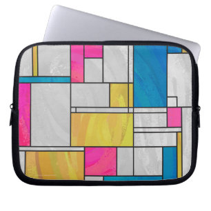 Mondrian Yellow Pink Blue Print Laptopschutzhülle