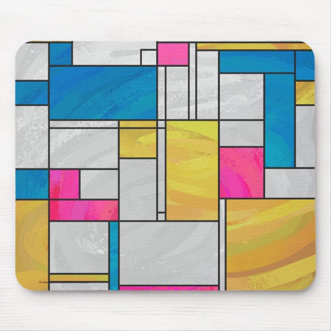 Mondrian Yellow Pink Blue Print Mousepad (Vorne)